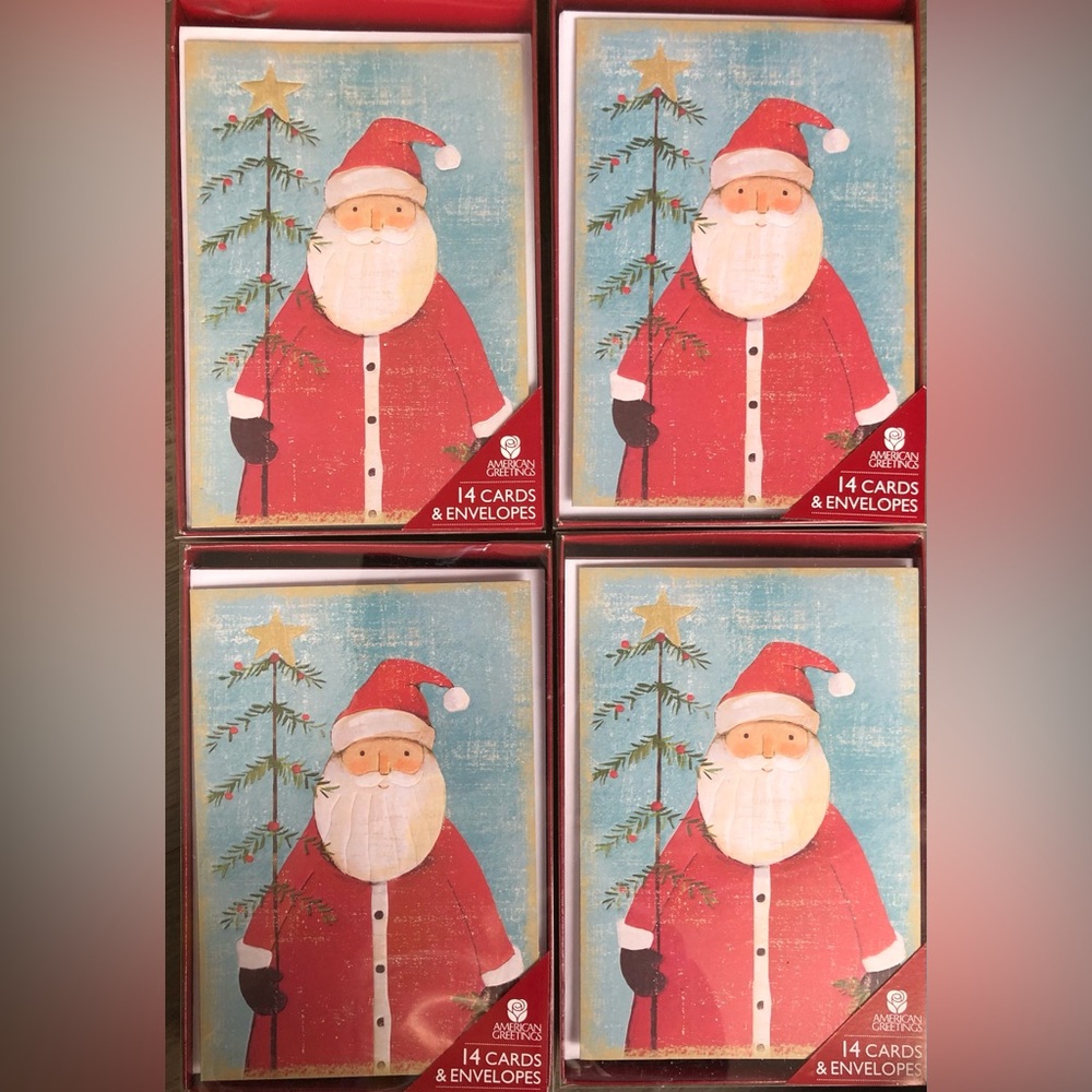 American Greetings Santa Cards - Red and Blue